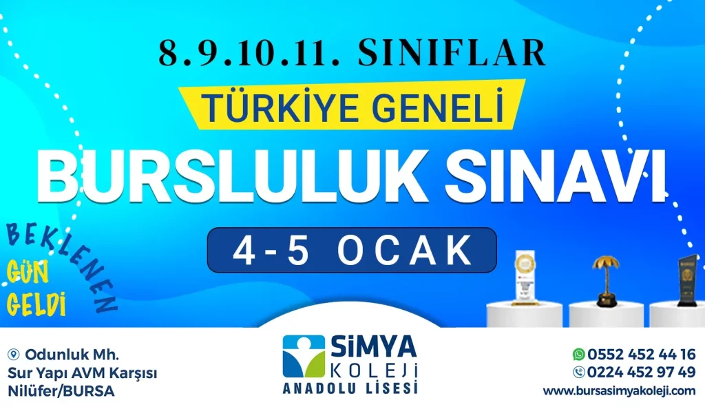 Bursa Simya Koleji Anadolu Lisesi Bursluluk Sınavı
